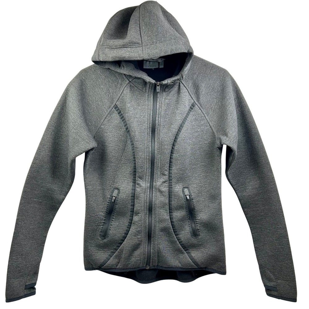 Athleta Fuse Scuba Hoodie Activewear Sweatshirt Jacket Dark Gray Women S Workout